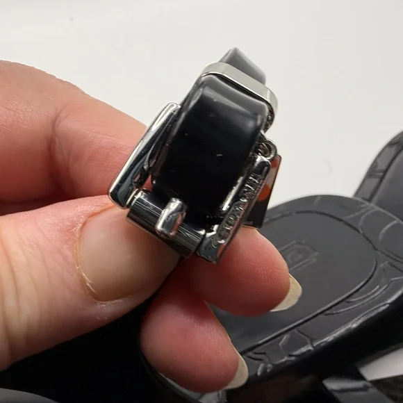 Coach Sandals Thong T-Strap Rubber Piccadilly Signature Logo Women Black Sz 8 - Picture 7 of 9